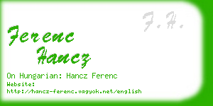 ferenc hancz business card